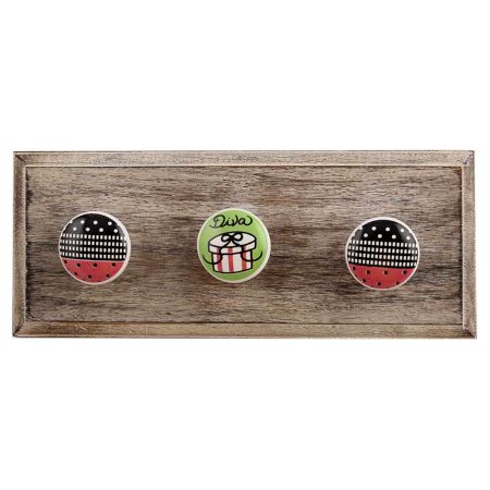 Mix Multicolor Ceramic Flat Wooden Hooks